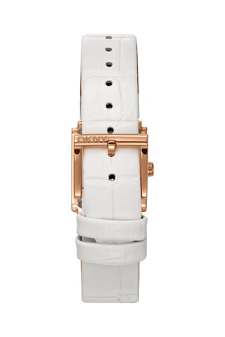 Reloj de cuarzo de piel - Blanco y rosa dorado