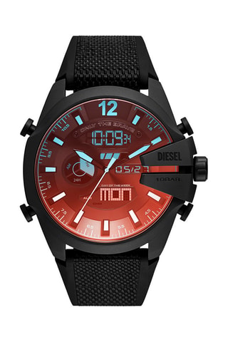 Reloj analógico-digital de mezcla de materiales - Cronómetro - Negro y rojo