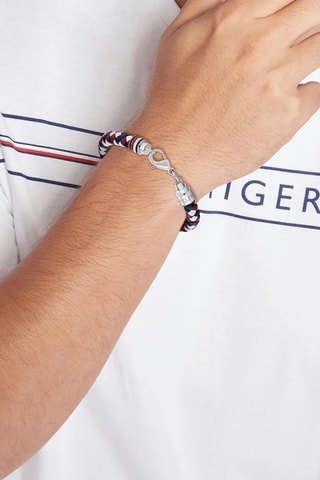 Pulsera de piel - Azul, blanco y rojo