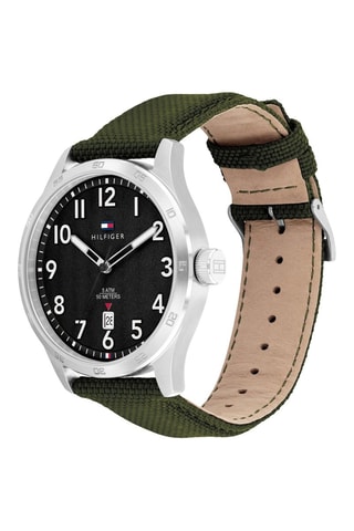 Reloj de cuarzo de tela cordura Forrest - Verde y plateado
