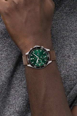 Reloj de cuarzo de piel - Marrón y negro