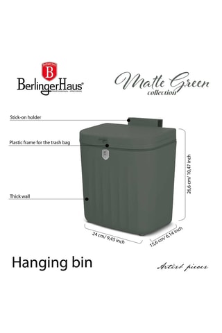 Poubelle suspendue Matte Green - 25,8 x 23,5 x 14,8 cm