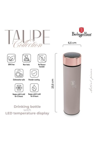 Bouteille isotherme en acier inoxydable 18/10 Taupe - 0,5 l