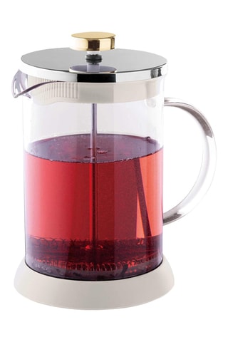 Cafetière théière à piston en acier inoxydable et verre borosilicate Sahara Collection - 800 ml - Blanc