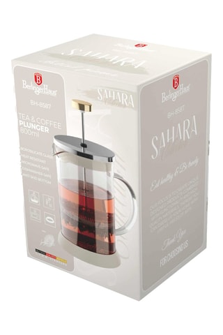 Cafetière théière à piston en acier inoxydable et verre borosilicate Sahara Collection - 800 ml - Blanc