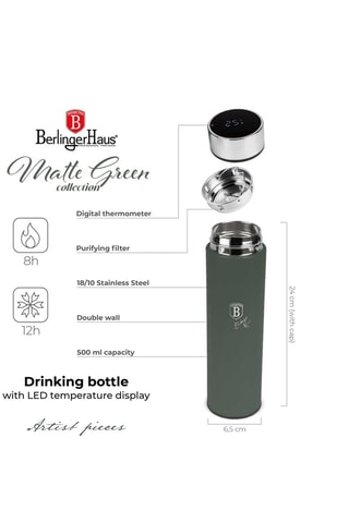 Bouteille isotherme en acier inoxydable 18/10 Matte Green - 0,5 l