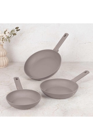 3 poêles Taupe - 20/24/ 28 cm