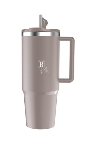 Mug de voyage en acier inoxydable Matt Taupe - 1 l