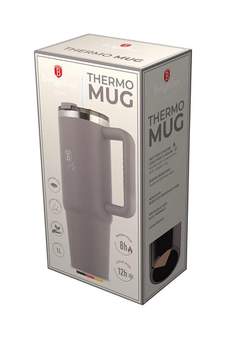 Mug de voyage en acier inoxydable Matt Taupe - 1 l