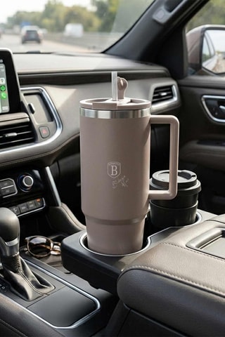 Mug de voyage en acier inoxydable Matt Taupe - 1 l