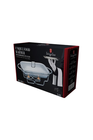Chauffe-plat rectangle en acier inoxydable et verre borosilicate Black Silver Collection