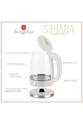 Bouilloire en acier inoxydable Sahara - 1,7 l - 1850-2200 W - Beige et argenté