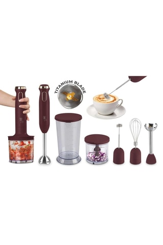 Ensemble mixeur plongeant Leonardo Collection - 800 W - Beige et rouge