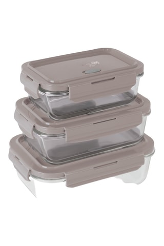 3 boîtes à lunch en verre boroscilicate Taupe Collection -  570/840 ml/1180 ml