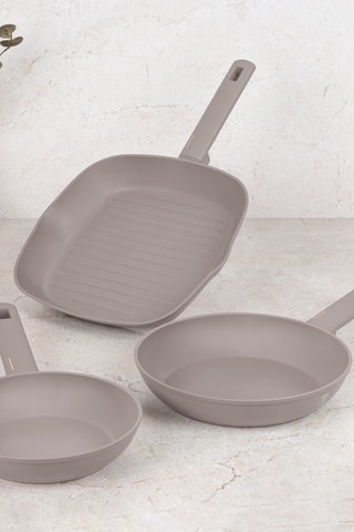 3 poêles Taupe - 20/24/28 cm