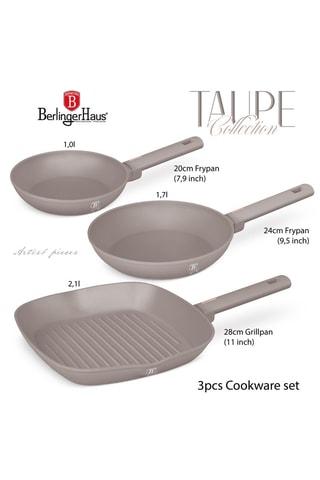 3 poêles Taupe - 20/24/28 cm