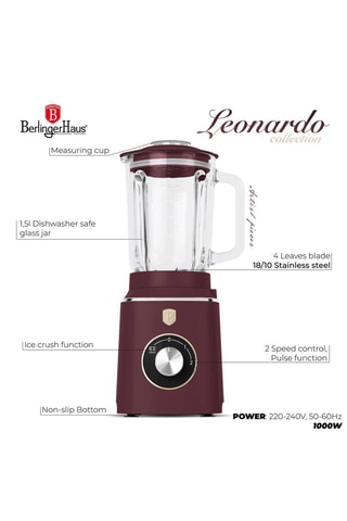 Blender Leonardo - 2 vitesses - 1000 W - Noir, rouge et argenté