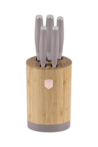 Bloc en bambou de 5 pièces en acier inoxydable Matt Taupe