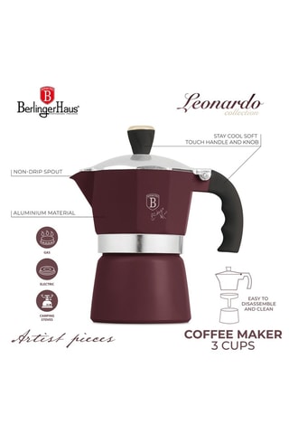 Cafetière Leonardo - 15 cl - Noir, rouge et argenté