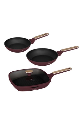 2 poêles et 1 poêle gril avec couvercle - 20/24/28 cm - 1/1,7/2,1 l