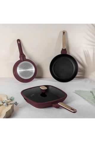 2 poêles et 1 poêle gril avec couvercle - 20/24/28 cm - 1/1,7/2,1 l