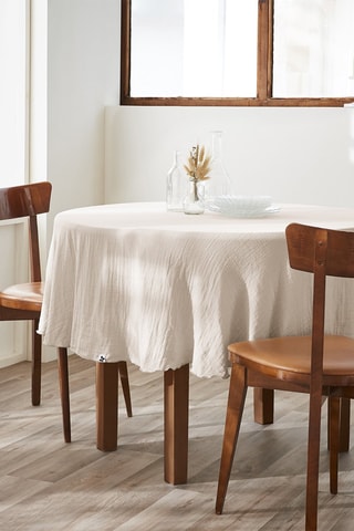 Nappe ronde en coton 125 g/m² Gaïa - Beige - 180 cm