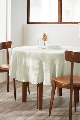 Mantel redondo de algodón 125 g/m² Gaïa - Blanco roto - 180 cm