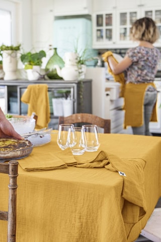Mantel rectangular de algodón 125 g/m² Gaïa - Azafrán