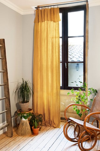 Cortina ajustable de algodón Gaïa - Azafrán - 140 x 300 cm