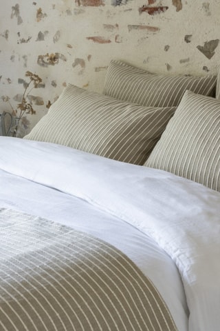 Taie d'oreiller réversible en percale de coton 80 fils/cm² Tim - Beige et blanc