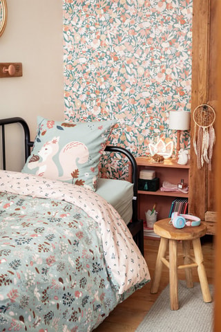 Parure de couette en coton 57 fils /cm² Tamia - Ciel
