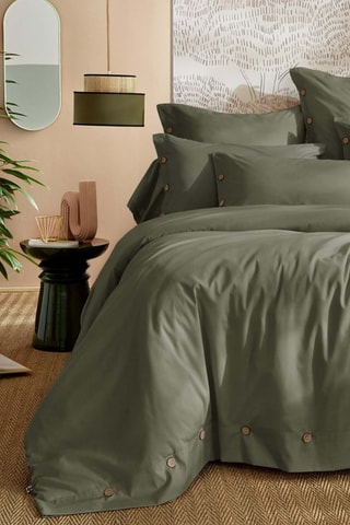 Housse de couette en percale de coton 120 fils/cm² Perrine - Romarin