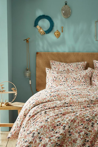 Housse de couette en gaze de coton 125 g/m² - Capucine - Moutarde et rose