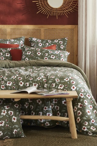 Housse de couette Flora - Kaki et blanc