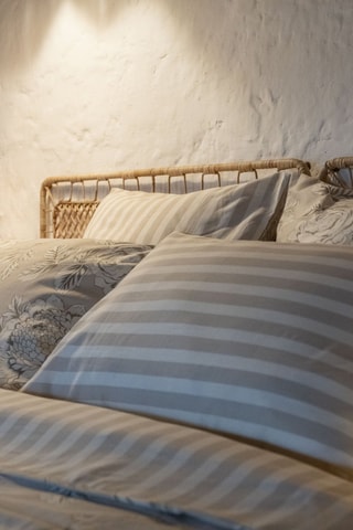 Housse de couette en coton 57 fils/cm² Nora - Beige et blanc