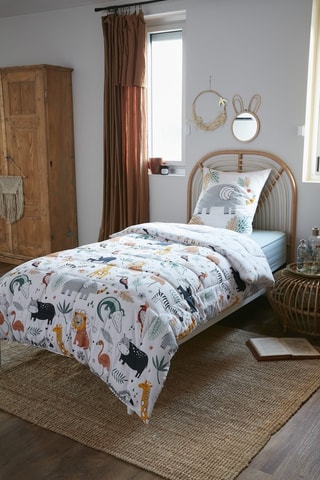 Parure de couette réversible en coton 57 fils/cm² Savane - Blanc et bleu