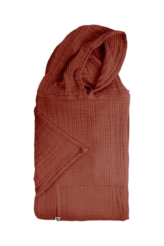 Poncho à capuche en gaze de coton Gaia - 220 g/m² - Terracotta