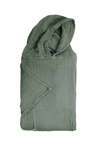 Poncho à capuche en gaze de coton Gaia - 220 g/m² - Romarin
