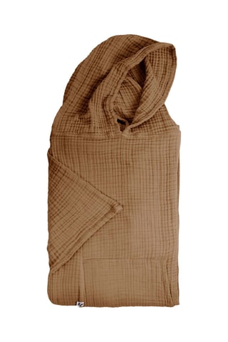 Poncho à capuche en gaze de coton Gaia - 220 g/m² - Marron