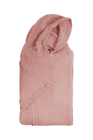 Poncho à capuche en gaze de coton Gaia - 220 g/m² - Rose pêche