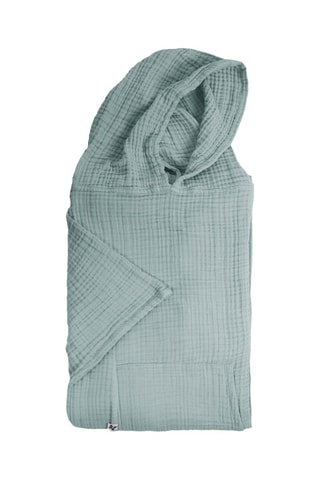 Poncho à capuche en gaze de coton Gaia - 220 g/m² - Eucalyptus