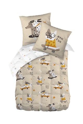 Ensemble couvre-lit en coton 57 fils/cm² Isidore - Beige