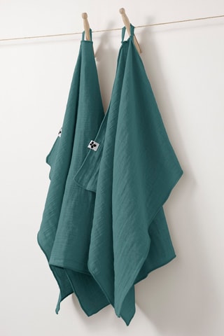 2 paños de cocina de algodón 125 g/m² Gaïa - Azul pato