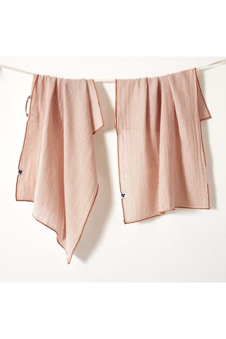 2 torchons en gaze de coton Romie - 125 g/m² - Abricot