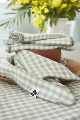 3 serviettes de table Vicikie - Vert et blanc
