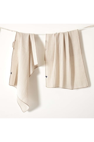 2 serviettes de toilette en gaze de coton Romie - 125 g/m² - Ficelle