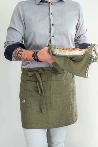 Tablier serveur en gaze de coton Gaïa - Romarin