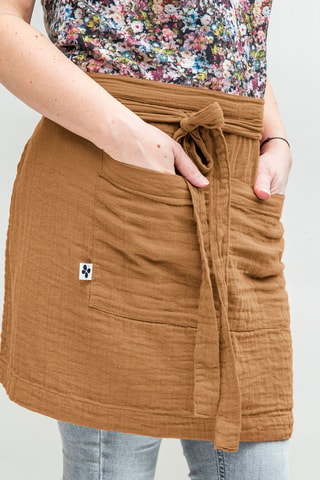 Tablier serveur en gaze de coton Gaïa - Camel