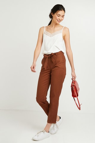Chino en lin - Marron
