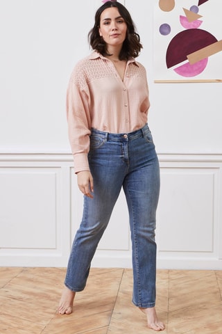 Jean droit taille haute - Bleu